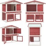Clapier d'extrieur 3 portes rouge bois - cage  lapin - clapier extrieur - abri animal - accessoires ...