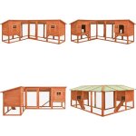 Clapier d'extrieur avec piste marron bois de sapin solide - clapier lapin - abri lapin - espace extrieur ...