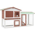Clapier large d'ext�rieur marron et blanc 145x45x84 cm bois