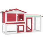 Clapier large d'ext�rieur rouge et blanc 145x45x84 cm bois