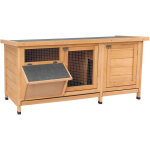 Pawhut - clapier sur pieds - cage  lapin - 2 plateaux coulissants  excrment, 2 portes verrouillables, ...