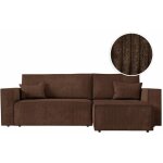 Loungitude - clarisse - canap d'angle convertible rversible avec coffre en velours ctel - marron