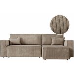 Loungitude - clarisse - canap� d'angle convertible r�versible avec coffre en velours c�tel� - taupe