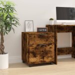 Classeur mobile, armoire de bureau avec roues ch�ne fum� 45x38x54 cm bois vidaxl 387657