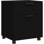 Classeur mobile avec roues noir 45x38x54 bois d'ing�nierie