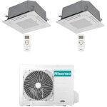 Climatiseur cassette hisense 4 voies r32 dual split inverter 9000 + 9000 btu avec u. e. 2amw42u4rgc nouveau ...