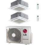 Climatiseur cassette lg 4 voies r32 dual split inverter 9000 + 9000 btu avec u. e. mu2r15 nouveau classe ...