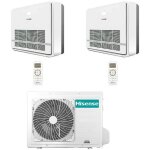 Climatiseur double split inverter hisense console series turbo r32 9000 + 12000 btu avec certification ...