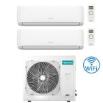 Climatiseur double split inverter hisense hi comfort wifi r32 7000 + 9000 btu avec certification ue 3amw62u4rj ...