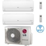 Climatiseur double split inverter lg deluxe uvnano r32 wifi 9000 + 9000 btu avec certification ue mu2r15 ...