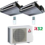 Climatiseur gainable mitsubishi r32 sez - m da dual split inverter 9000 + 12000 btu avec certification ...
