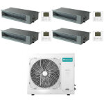Hisense ? climatiseur r�versible gainable r32 quadri inverter 4 x 9000 btu ? classe a + + / a + ? pression ...