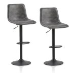 Clipop - lot de 2 tabourets de bar, pivotants avec sige en cuir rembourr, vrin  gaz, gris