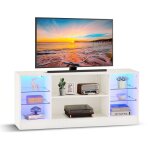 Clipop meuble tv moderne avec �clairage led rvb, avec 8 �tag�res de rangement pour salon chambre � coucher ...