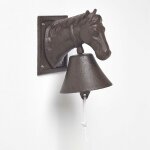 Cloche d'entr�e avec support mural en fonte cheval - homescapes