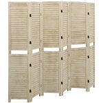 Cloison de sparation 6 panneaux 210x165 cm bois de paulownia