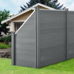 Neu. holz - clture brise vue bois composite quadratique et oblique gris 183 x 973 cm [ ]