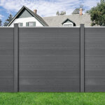 Clture brise vue getafe bois composite gris 183 x 357 cm [neu. holz]