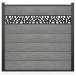 Vente - unique - clôture à poser h 181 cm - kit 7 lames en composite avec décor + 2 poteaux gris clair ... Vente - unique - clôture à poser h 181 cm - kit 7 lames en composite avec décor + 2 poteaux gris clair ...