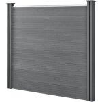 Helloshop26 - clture de jardin brise - vue avec 2 poteaux planches bois composite wpc 165 x 162 cm gris ...