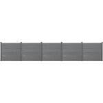 Cltures de jardin brise - vue avec 6 poteaux planches bois composite wpc 165x770cm gris [neu. holz]