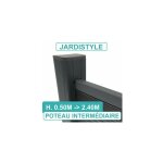 Cloture&jardin - poteau interm�diaire 2 entr�es - cl�ture aluminium et composite - 2, 40 m�tres