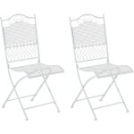 Lot de 2 chaises de jardin pliables kiran en fer blanc