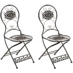 Clp - lot de 2 chaises de jardin pliables mani en fer forg bronze