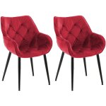 Clp - lot de 2 chaises tanna velours rouge