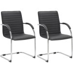 Clp - lot de 2 chaises visiteurs tira similicuir noir