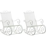Lot de 2 fauteuils à bascule d'extérieur smilla en fer forgé blanc Lot de 2 fauteuils à bascule d'extérieur smilla en fer forgé blanc