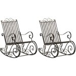 Lot de 2 fauteuils à bascule d'extérieur smilla en fer forgé bronze Lot de 2 fauteuils à bascule d'extérieur smilla en fer forgé bronze