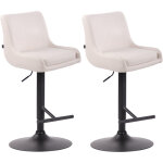 Clp - lot de 2 tabourets de bar club en similicuir blanc noir