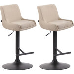Clp - lot de 2 tabourets de bar club en tissu cr�me noir