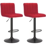 Clp - lot de 2 tabourets de bar jamie velours rouge