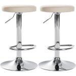 Clp - lot de 2 tabourets de bar ponte en similicuir cr�me m�tal chrom�