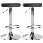 Clp - lot de 2 tabourets de bar ponte en similicuir noir m�tal chrom�