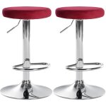 Clp - lot de 2 tabourets de bar ponte velours rouge métal chromé Clp - lot de 2 tabourets de bar ponte velours rouge métal chromé
