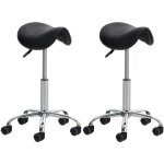 Clp - lot de 2 tabourets de travail reno en similicuir noir