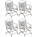 Lot de 4 chaises de jardin lotta en fer avec accoudoirs bronze