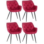 Clp - lot de 4 chaises de salle � manger tanna en velours pi�tement en m�tal noir rouge