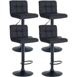 Clp - lot de 4 tabourets de bar feni similicuir noir m�tal noir mat