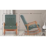 Chaise � bascule saltillo en velours pieds en bois de caoutchouc noyer / vert