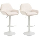 Clp - ensemble de 2 tabourets de bar braga en cr�me en velours, m�tal blanc opaque