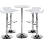 Clp - ensemble de bar esberg avec 1 table haute et 4 tabourets de bar blanc