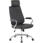 Clp - fauteuil de bureau rako en vritable cuir ajustable et pivotant noir