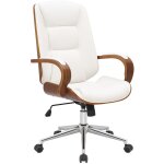 Clp - fauteuil de bureau yankton en similicuir avec coque de si�ge en bois noyer / blanc