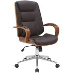 Clp - fauteuil de bureau yankton en similicuir avec coque de sige en bois noyer / marron
