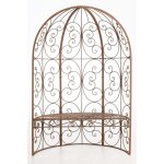Clp ? arche � rosier demi pavillon avec banc de jardin en fer ? rev�tement en poudre ? pour plantes grimpantes ...