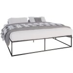 Clp - cadre de lit en m�tal scala sommier � lattes int�gr�es noir 200x200x46 cm